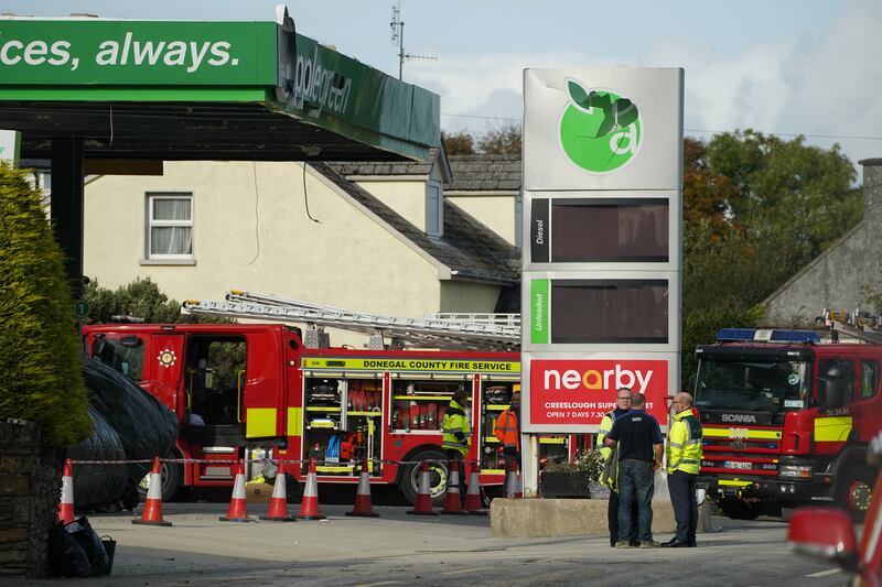 Emergency services at the scene of the explosion in Creeslough, Co Donegal, in October 2022. Photograph: Brian Lawless