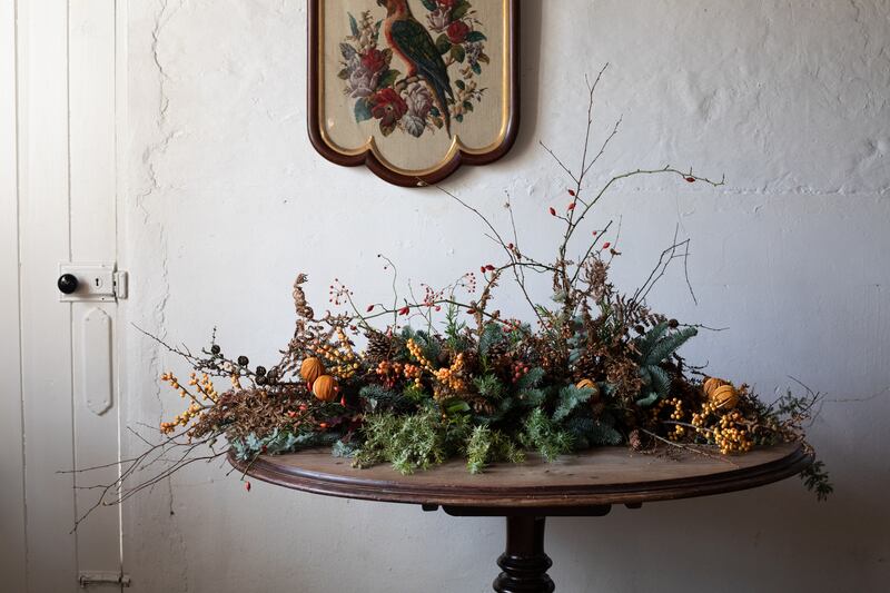 Florist Mark Grehan of Powerscourt Townhouse-based The Garden desgined this floral table scape.