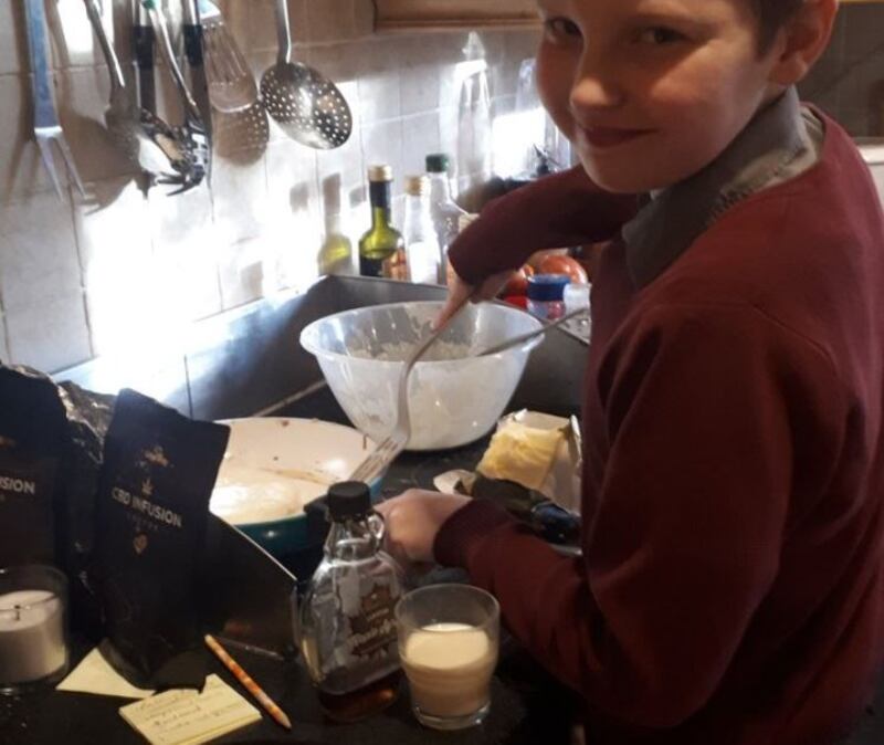 Jake making early morning pancakes made his Mum #IrishTimesHappy