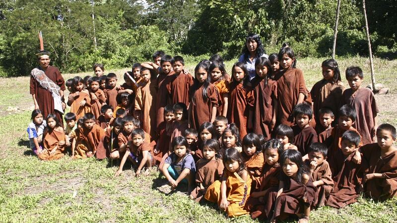 Ashaninka  children from the village of Gran Shinongari on the Peru side of the border. Photograph: Hugo NED/AFP/Getty