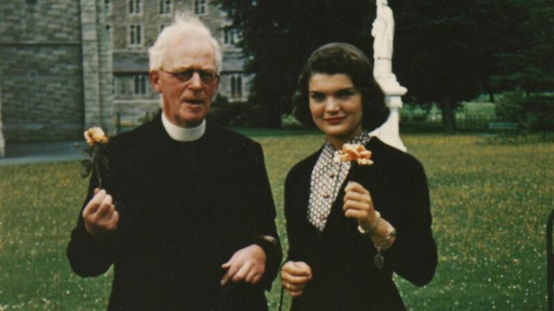 Jackie Kennedy with Fr Joseph Leonard in Dublin. Photograph: Sheppard’s/Irish Auction House