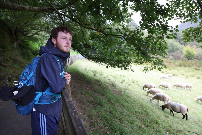Stephen Conneely in Glendalough, at the end of the St Kevin’s Way walking route. Photograph: Bryan O’Brien
