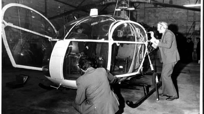 The helicopter used in the Mountjoy jailbreak in October 1973. Photograph: Tom Burke/ Independent News And Media/Getty Images