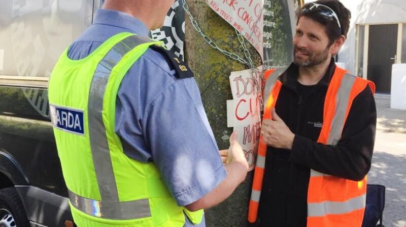 Skerries resident Shane Holland who is protesting against the felling of trees in the town.