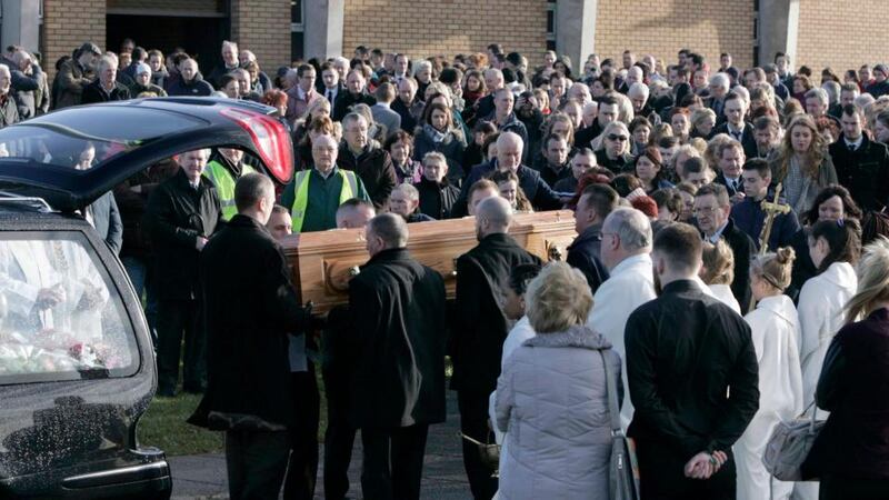 The funeral of Niamh Doyle, who passed away on January 6th 2015 following a road collision, took place today at the Holy Family Church, Askea, Carlow. Photograph: Mark Stedman/Photocall Ireland