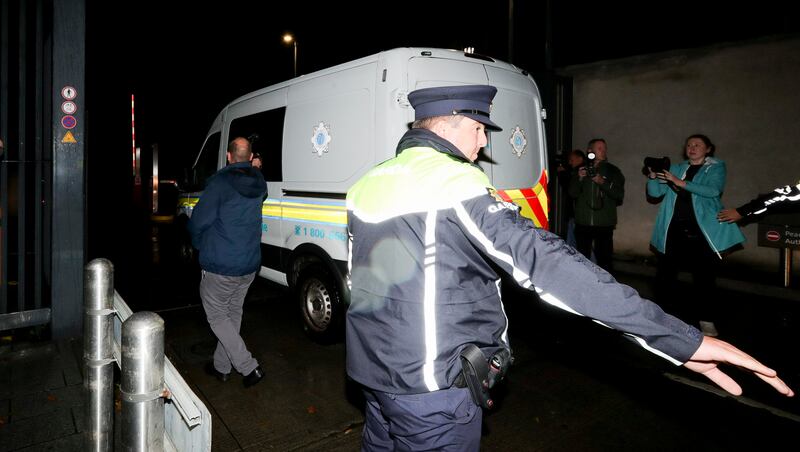 
A Garda van containing Andrew Cash (24)  arrives at the Courts of Criminal Justice in  Dublin. Photograph: Colin Keegan/Collins Photos