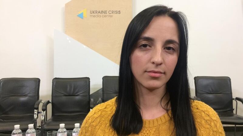 Olena Lysak, a Ukrainian police officer, whose uncle Roman Senyk was one of the first protesters killed in Kiev during the country’s 2013-2014 revolution. Photograph: Dan McLaughlin