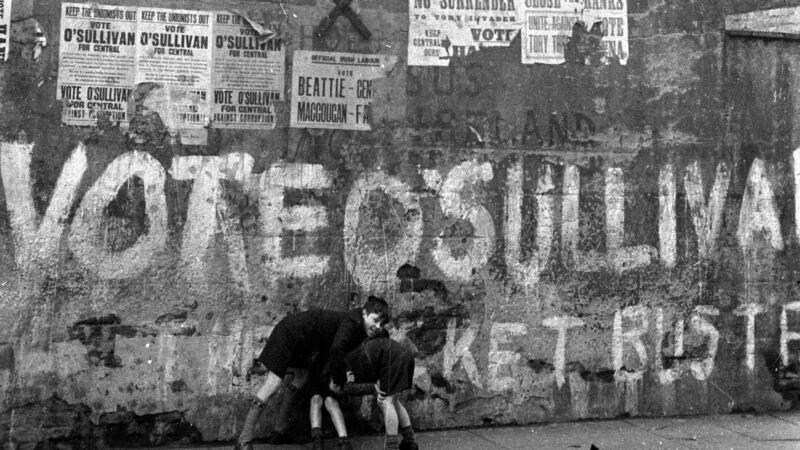 A street off the Falls in west Belfast in the 1950s