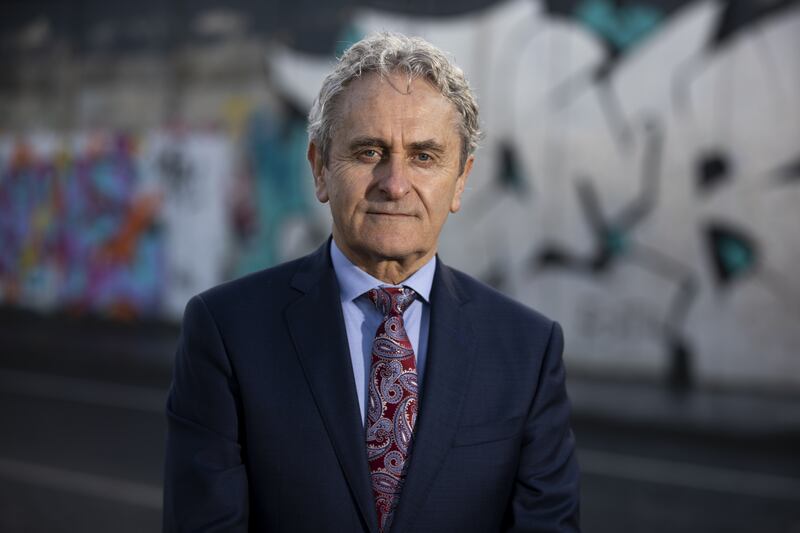 Paddy Harte, chairman of the board of the International Fund for Ireland at Belfast's Peace Walls. Photograph: Liam McBurney/PA