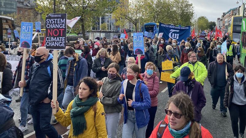Protesting in the capital on Saturday. Photograph: Jack Power