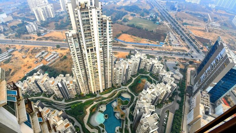 This penthouse in Haryana is set over two floors that each have a private entrance.