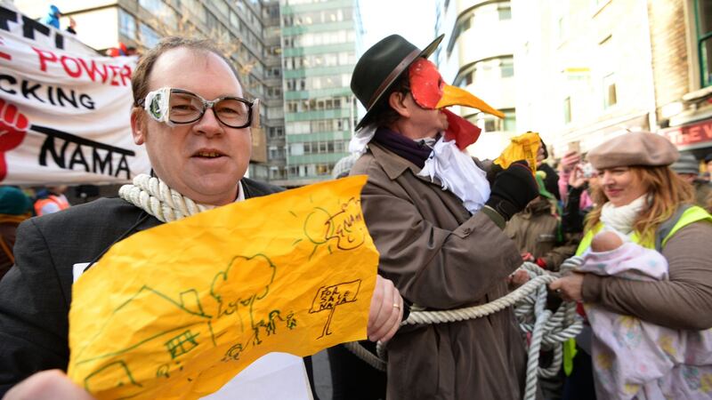Volunteers and supporters at Apollo House on January 11th while the High Court hearing was taking place. Photograph: Dara Mac Dónaill /The Irish Times
