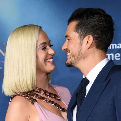 Katy Perry with her fiance, Orlando Bloom. Photograph: Valérie Macon/AFP via Getty