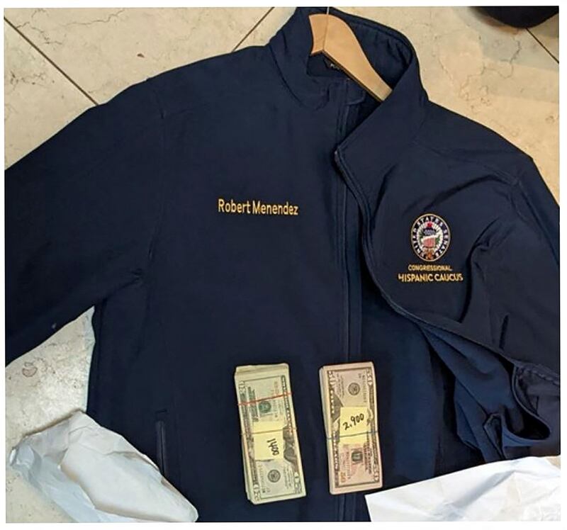 Cash found in a jacket belonging to US senator Robert Menendez. Photograph: US district court in New York/ New York Times
