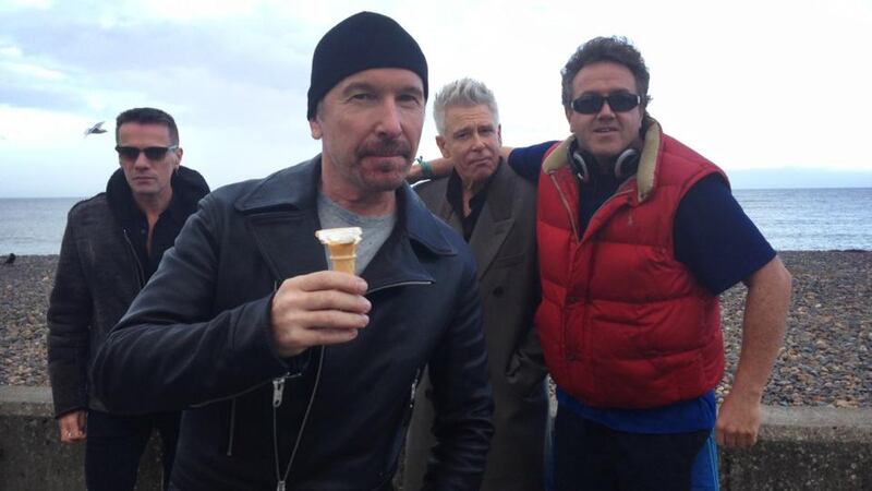 Larry, Edge, Adam and Jason Forde on Bray seafront. Photograph: Jason Forde