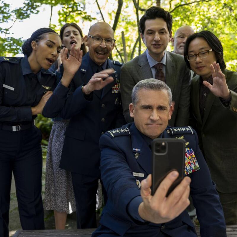 The crew returns for another season of Space Force. Photograph:  Diyah Pera/Netfli