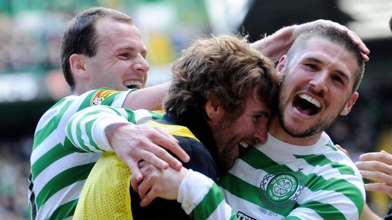 Celtic's Gary Hooper (right) will be hard for Neil Lennon to hold on to. Photographph: Craig Halkett/PA Wire.