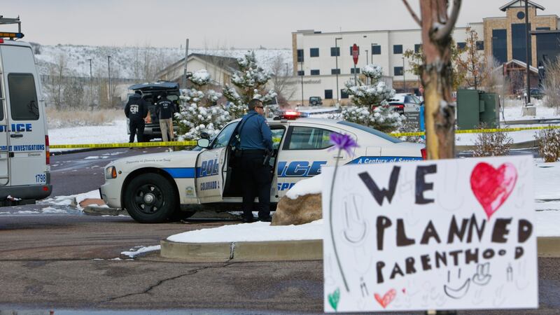 Police officers at the scene of Friday’s shooting at a Planned Parenthood in Colorado Springs, Colorado, last Friday. Photograph: Nick Cote/The New York Times