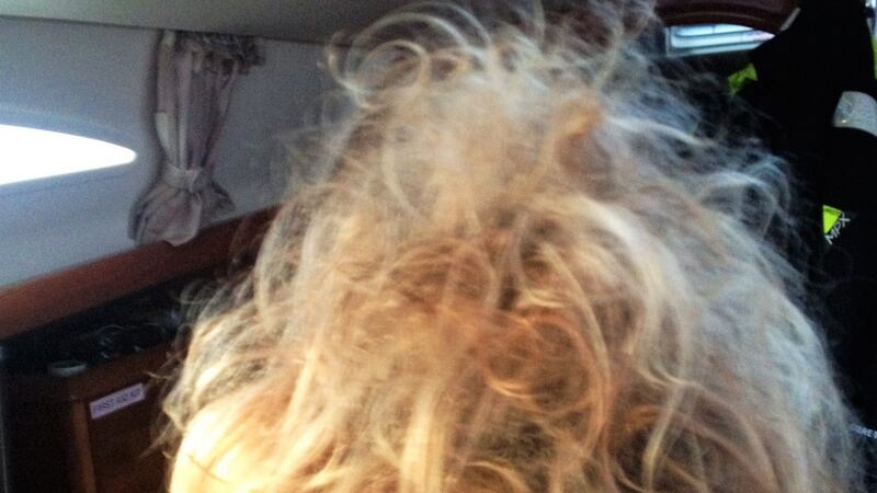 Hair by day two: the only type of brush permitted was for teeth.