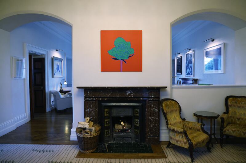 'Untitled' rose (2022), by Michael Craig-Martin, hangs in the hallway of the Park Hotel Kenmare