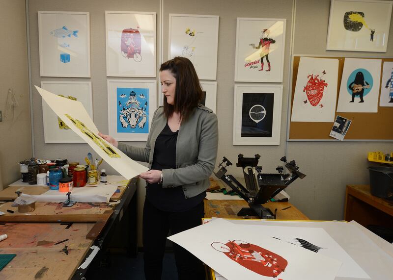 Designer Liz Dolan at Damn Fine Print in Block T in Smithfield in April 2013. Block T has since been demolished. Photograph: Alan Betson/The Irish Times