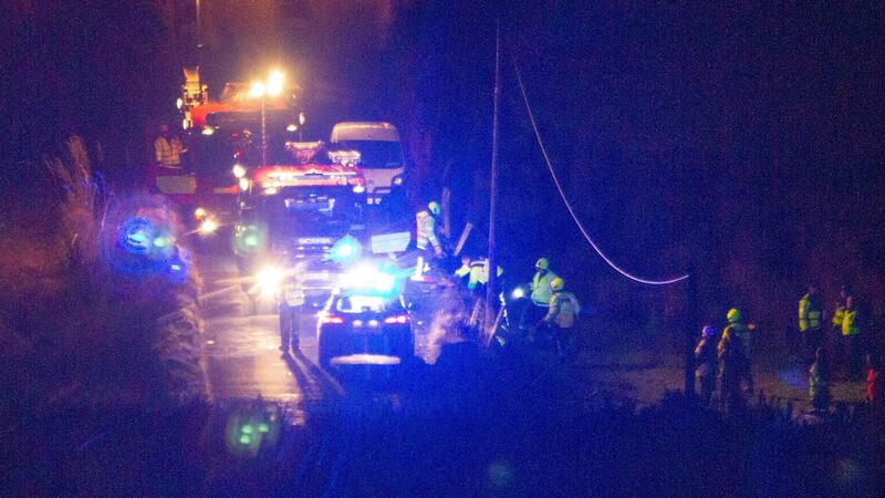 Emergency services at the scene of the crash in Co Donegal where four young men died on Sunday. Photograph: North West Newspix