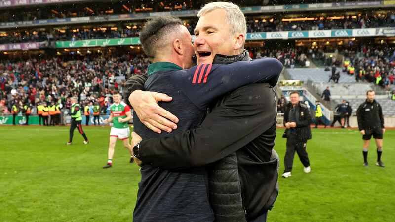 Mayo manager James Horan celebrates after the final whistle. Photo: Laszlo Geczo/Inpho