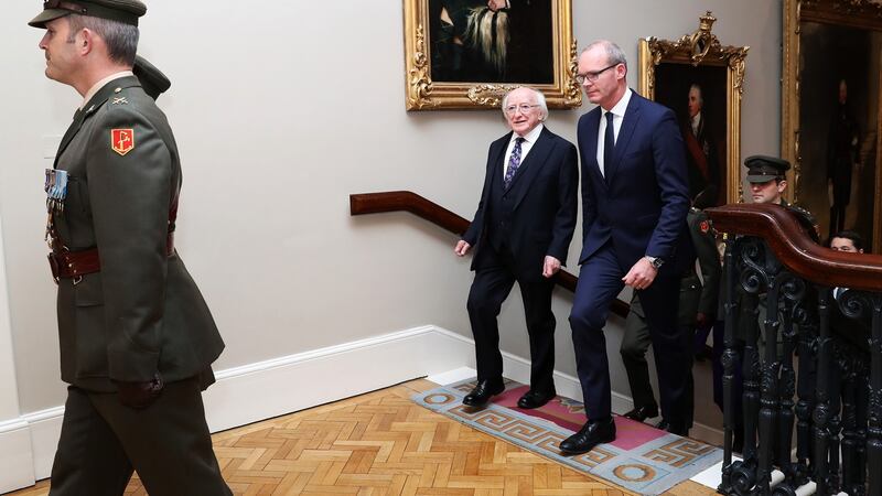 President Higgins arrives at Dublin Castle for the inauguration ceremony. Photograph: Government pool/Maxwells.