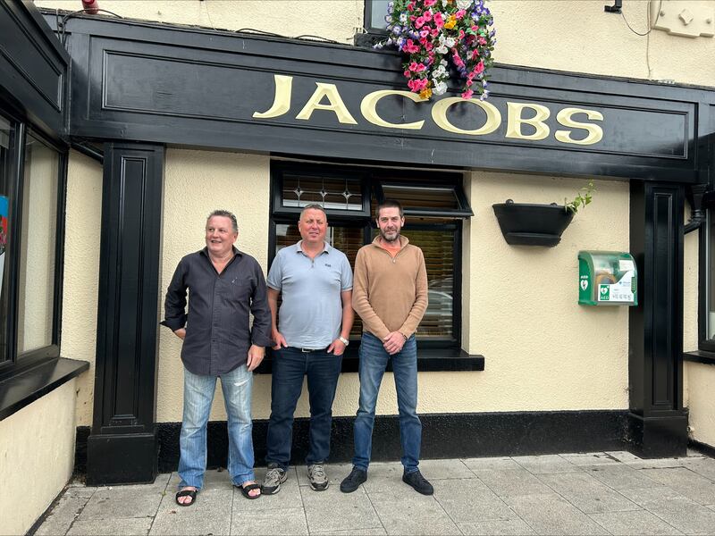 From left: Billy 'the kid', Shay Kelly and Wayne Redmond outside Jacob's pub in Saggart. Photograph: Ellen O'Donoghue