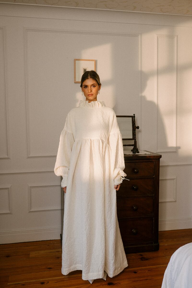 Frill neck dress, €1,191, Kindred of Ireland