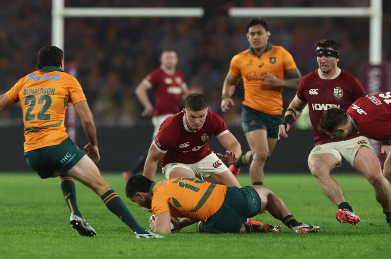 Owen Farrell's tackling during the third Test between the Lions and Australia was at  times questionable. Photograph: David Rogers/Getty Images