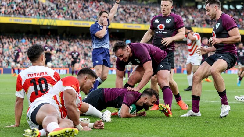Jamison Gibson-Park scored a try during an impressive showing against Japan. Photograph: Dan Sheridan/Inpho
