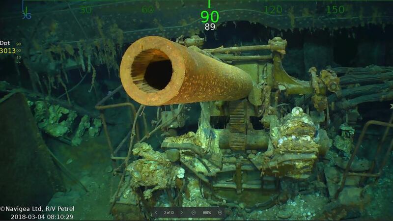 Wreckage from the USS Lexington that has been found in the Coral Sea. Photograph: Douglas Curran/AFP/Getty Images