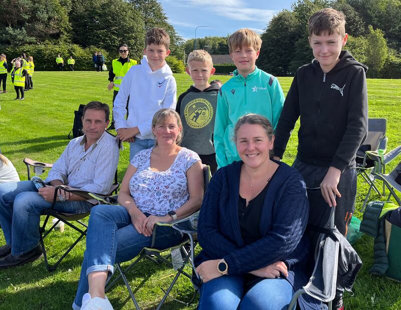 Front row: Alistair and Karen Harbison, and Kate Duncan. Back row: Their children William Harbison, Euan Duncan, Emily Harbison and Callum Duncan