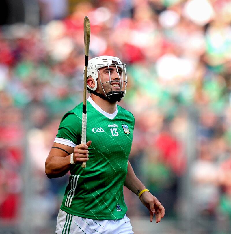 Limerick’s Aaron Gillane reacts to hitting a free wide. Photograph: Ryan Byrne/Inpho
