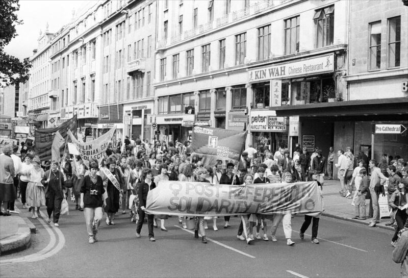 A post-referendum solidarity march on O’Connell Street, Dublin, June 1985. Photograph: Rose Comiskey