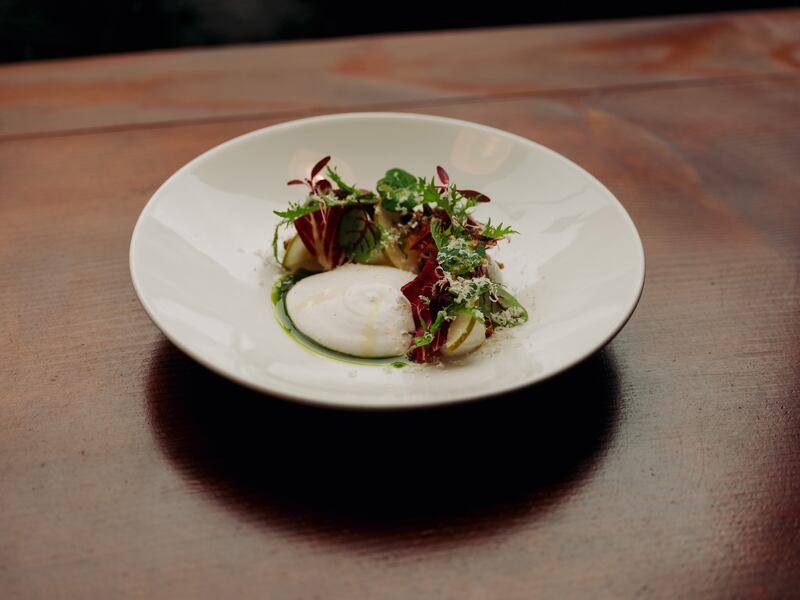 An innovative version of ajo blanco, a Spanish soup, served at Uno Mas. Photograph: Ellius Grace/the New York Times