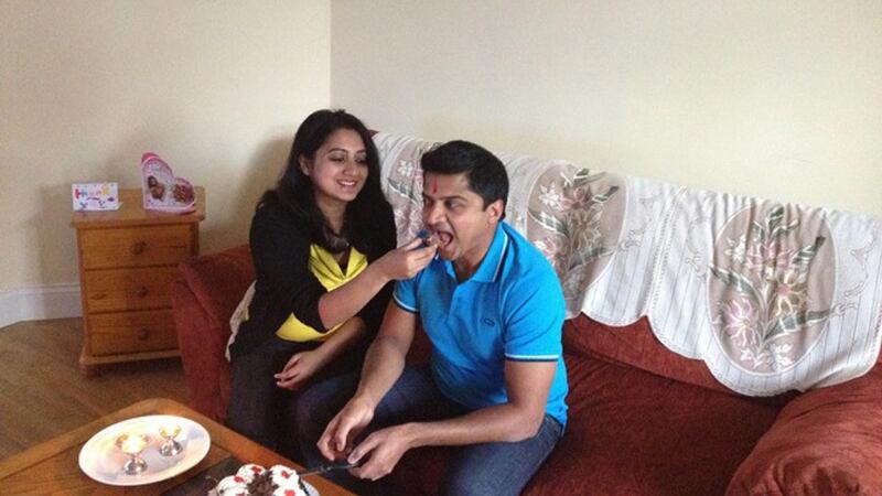 Savita Halappanavar and Praveen Halappanavar at their home in Galway, October 2012, shortly before her death