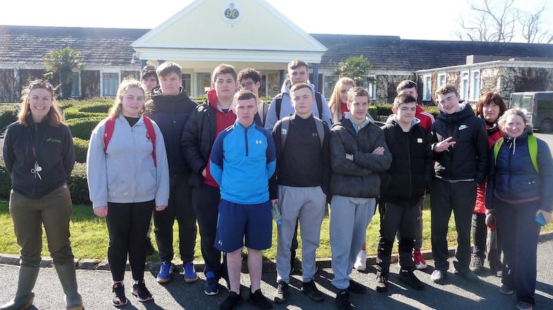 James’s St CBS  transition year students at the  Club with IFI’s Josie Mahon (left) and teacher Olive Crowe (right)