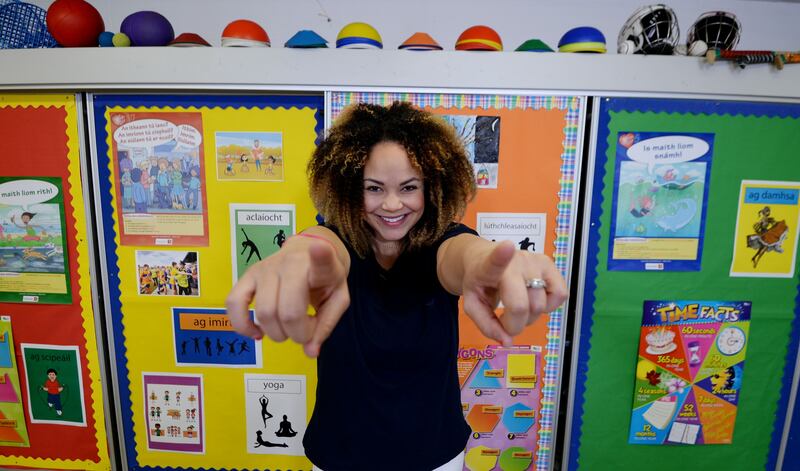 Emer O'Neill on the set of Home School Hub earlier this year. Photograph: Alan Betson