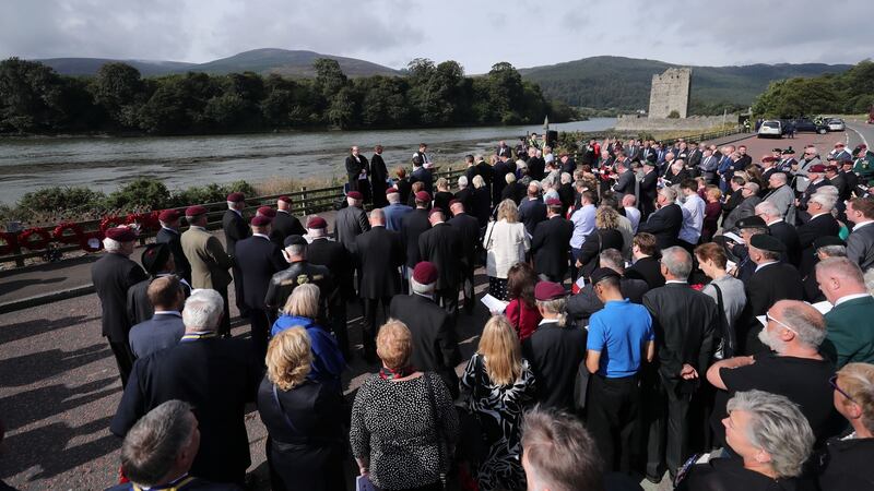 An inter-denominational prayer service is held at Narrow Water close to Warrenpoint in Co Down to mark the 40th anniversary of the death of 18 soldiers on August 27th, 1979. Photograph: Niall Carson/PA