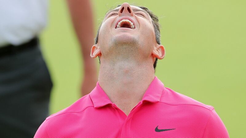 Rory McIlroy looks to the sky after finishing his final round at the British Open at Carnoustie. Photograph:  Richard Sellers/PA Wire
