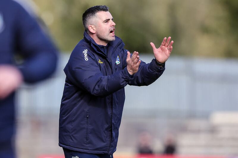Cavan manager Raymond Galligan issuing instructions during the Ulster SFC game v Monaghan. Photograph: John McVitty/Inpho