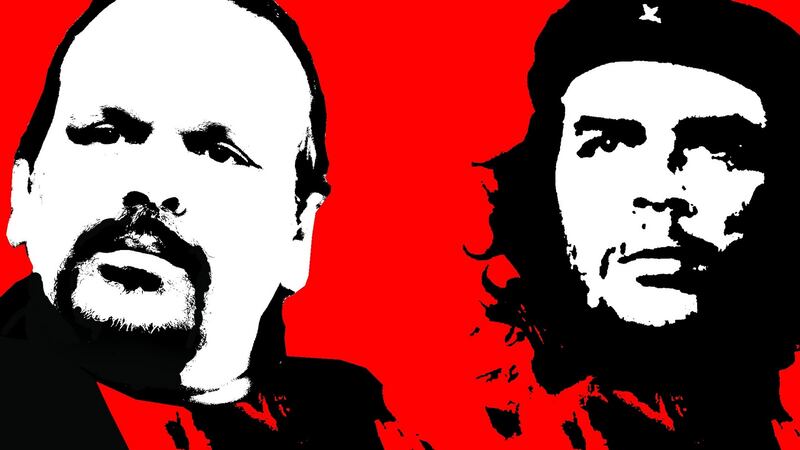The famous poster (right) of Che Guevara created by Irish artist Jim Fitzpatrick, and an image of Camilo Guevara (left) given a similar treatment. Illustration: Paul Scott