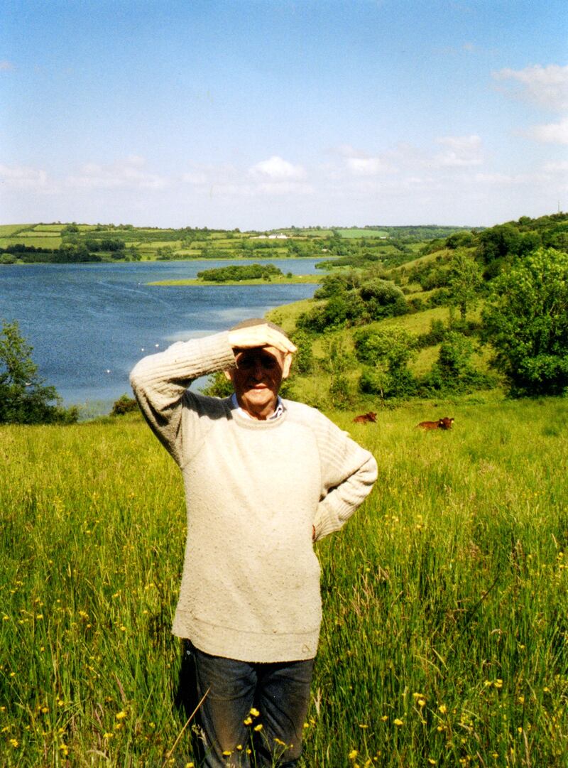 John McGahern on his farm. Photograph courtesy of the John McGahern archive, University of Galway