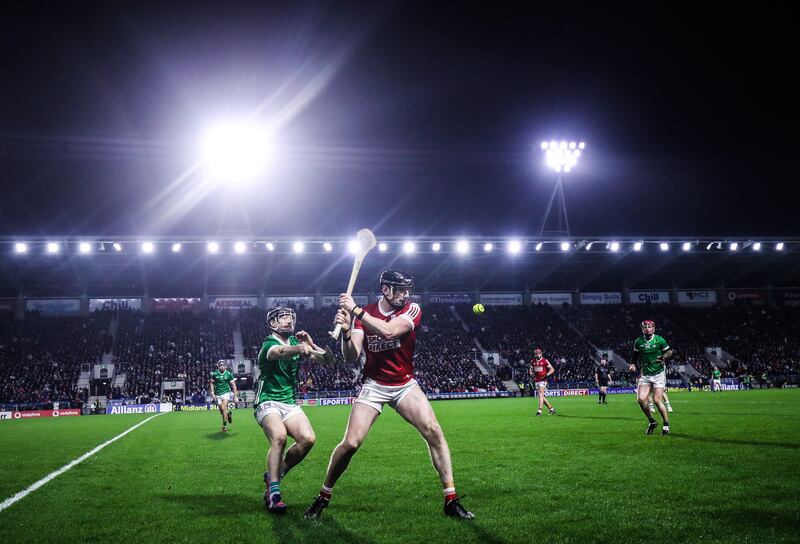 Cork’s Eoin Downey looks to get his strike away. Photograph: Evan Treacy/Inpho