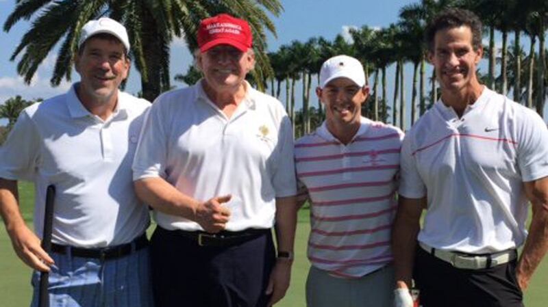 Rory McIlroy pictured with Donald Trump in 2017. Photograph: Twitter