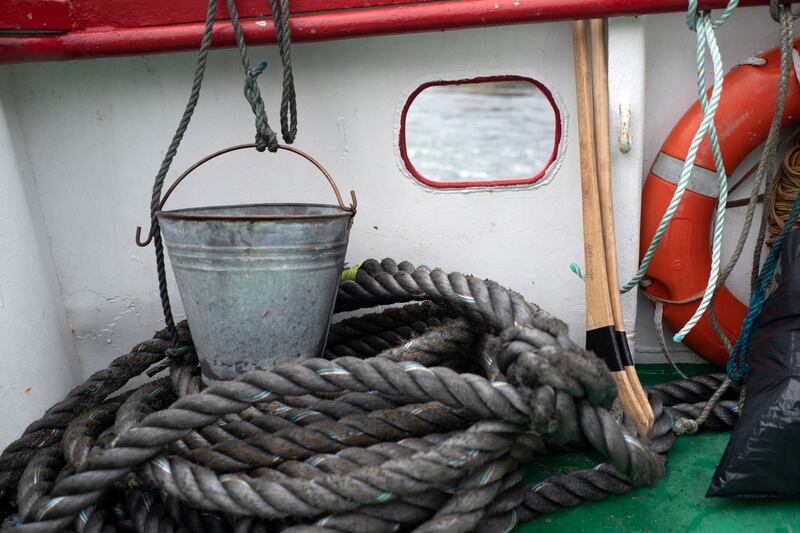 Hurleys on the ferry to Inishturk. Photograph: Chris Maddaloni