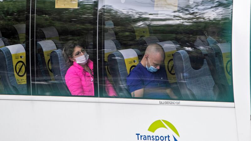 All nine passengers onboard the 5:30 service to Dublin had worn masks, while there just one passenger on the 6:25 service who did not. Photograph: Colin Keegan, Collins Dublin