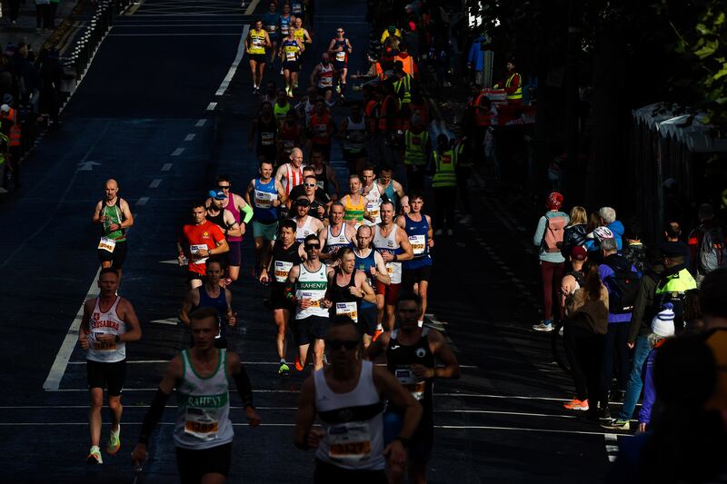A view of runners during the 2022 Dublin Marathon race. Photograph: Bryan Keane/Inpho
